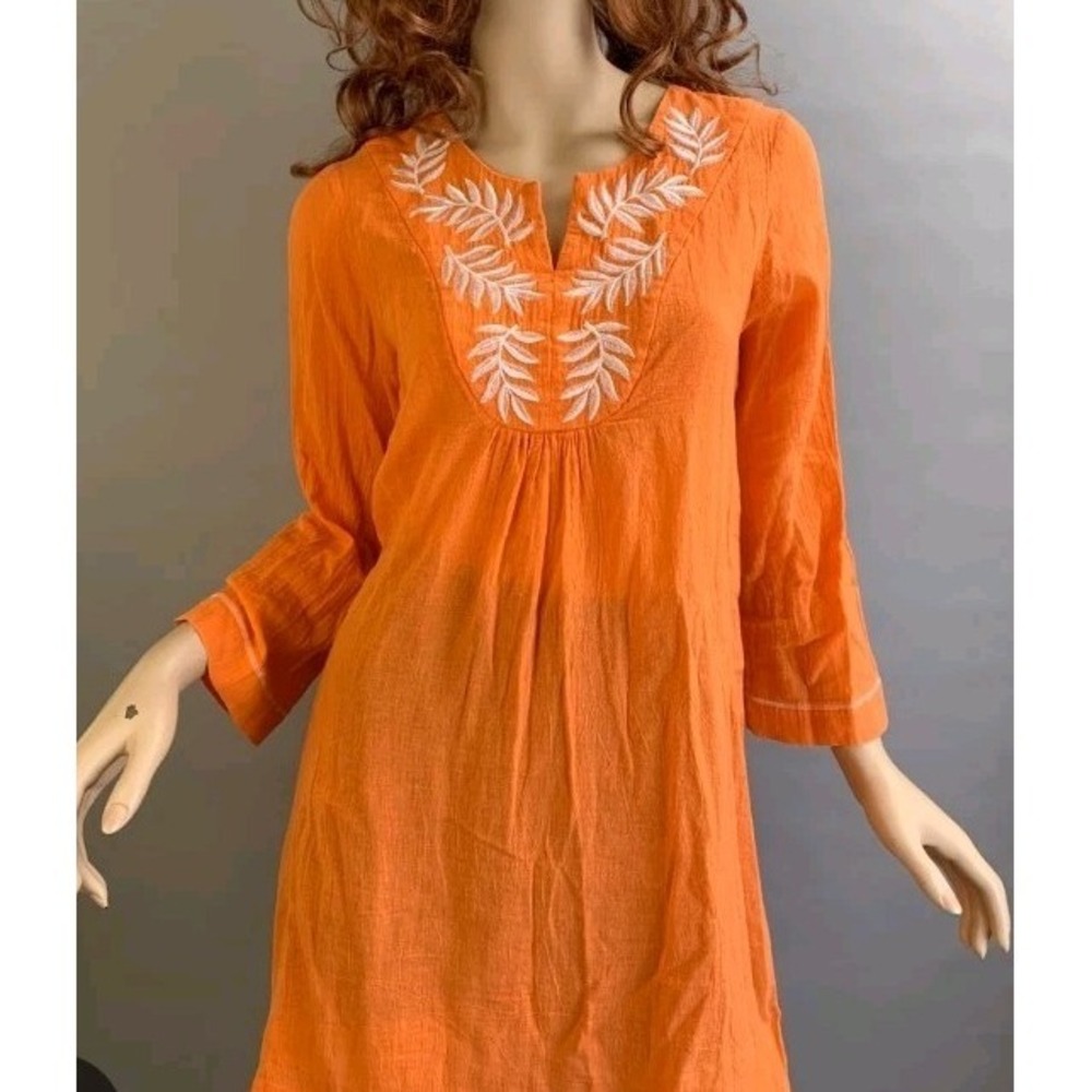 Oscar De La Renta Sundress Vintage Cover up Vintage Designer Dress Orange Sz L